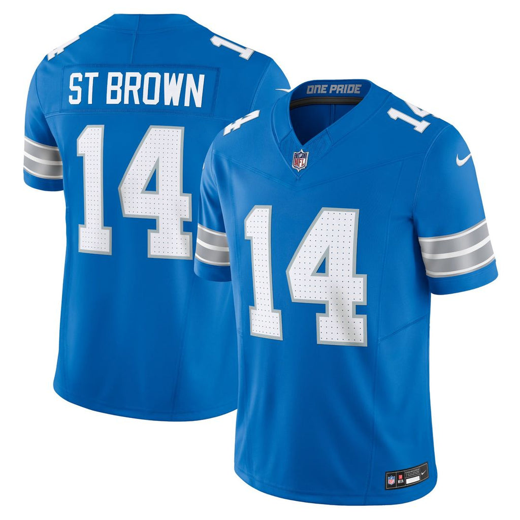 Detroit Lions Amon-Ra St. Brown Nike Blue Vapor F.U.S.E. Limited Jersey product image 1, provided for visual reference and