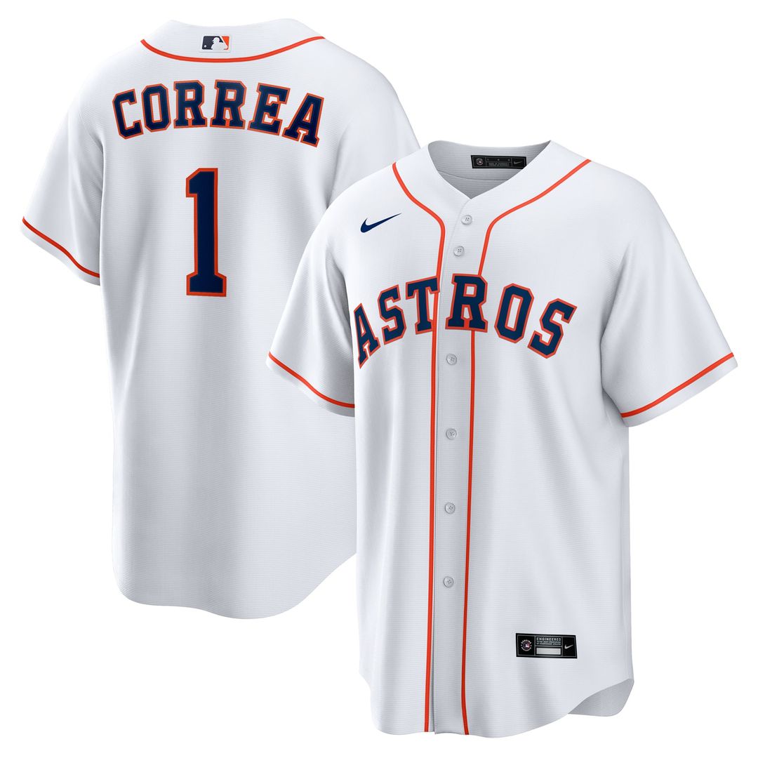 Houston Astros Carlos Correa Nike White Home Replica Jersey product image 1, provided for visual reference and product