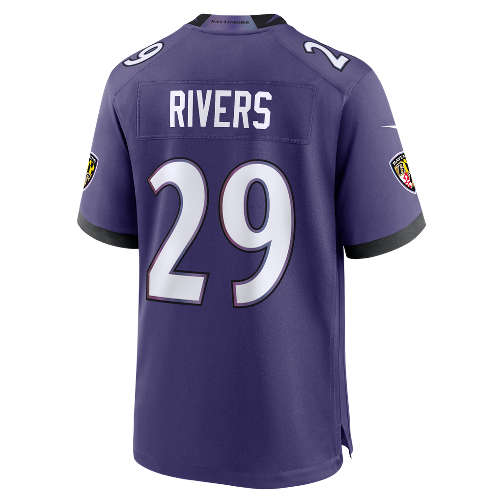 Baltimore Ravens Chandler Rivers Nike Purple Team Game Jersey product image 3, provided for visual reference and product