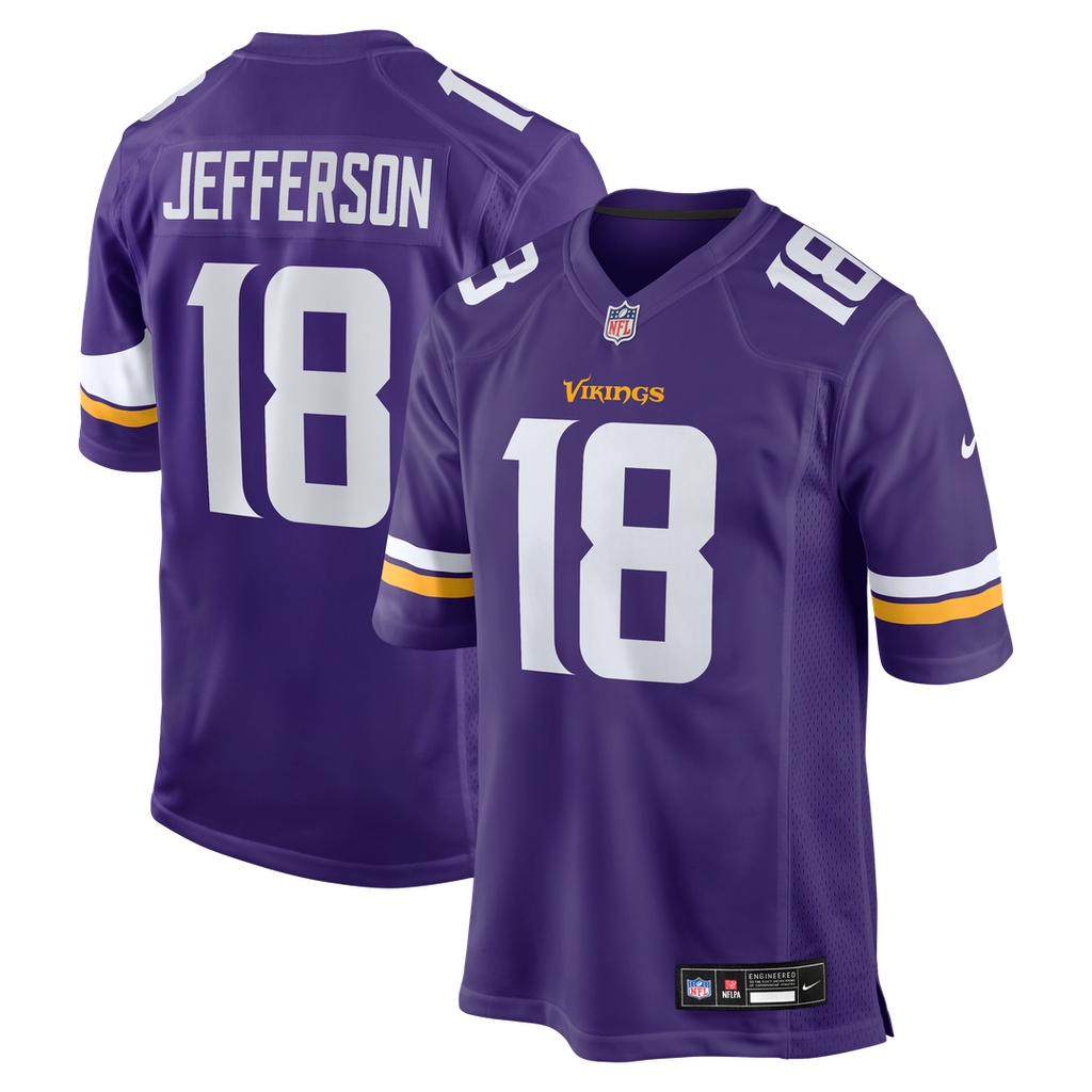 Minnesota Vikings Justin Jefferson Nike Purple Game Jersey product image 1, provided for visual reference and product detail