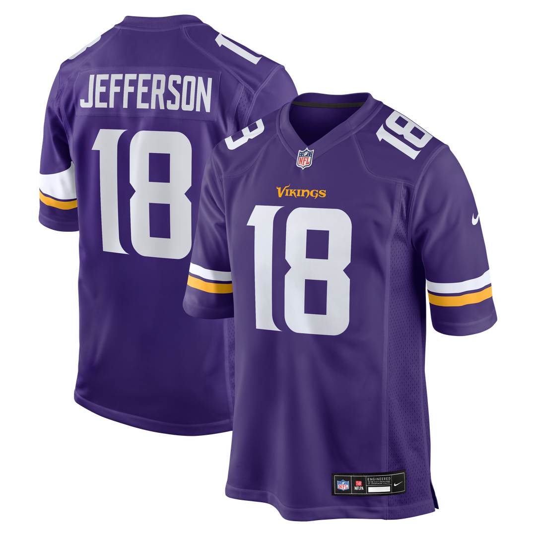Minnesota Vikings Justin Jefferson Nike Purple Game Jersey product image 1, provided for visual reference and product detail