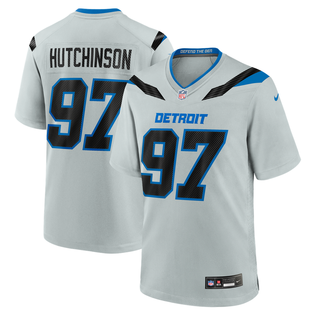 Detroit Lions Aidan Hutchinson Nike Silver 2026 Rivalries Collection Game Jersey product image 1, provided for visual