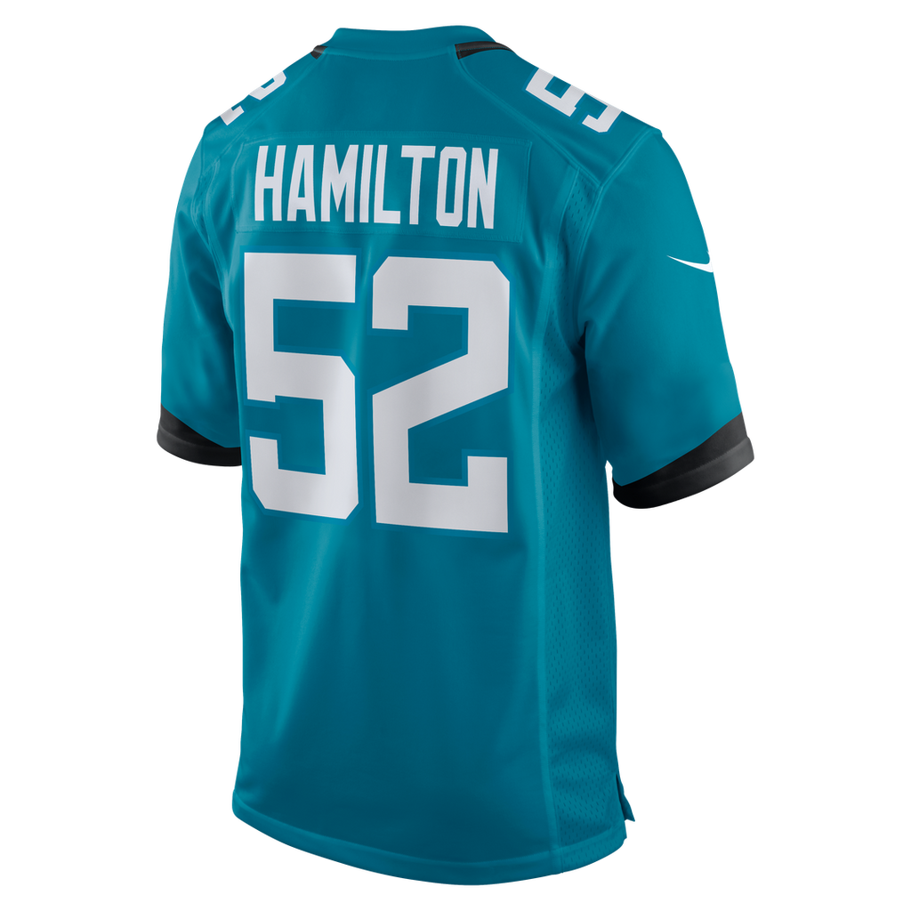 Jacksonville Jaguars DaVon Hamilton Nike Teal Game Jersey product image 3, provided for visual reference and product detail
