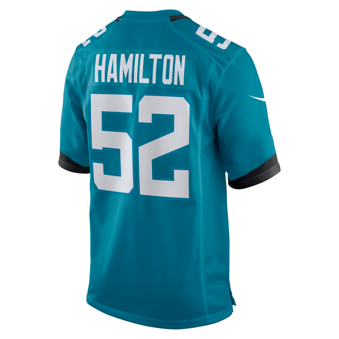 Jacksonville Jaguars DaVon Hamilton Nike Teal Game Jersey product image 3, provided for visual reference and product detail