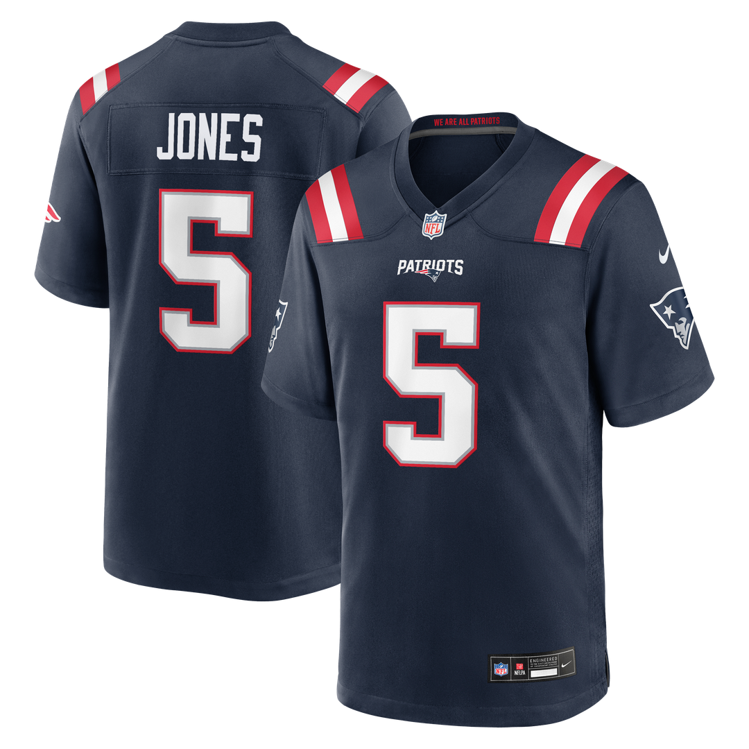 New England Patriots Dre'Mont Jones Nike Navy Team Game Jersey product image 1, provided for visual reference and product