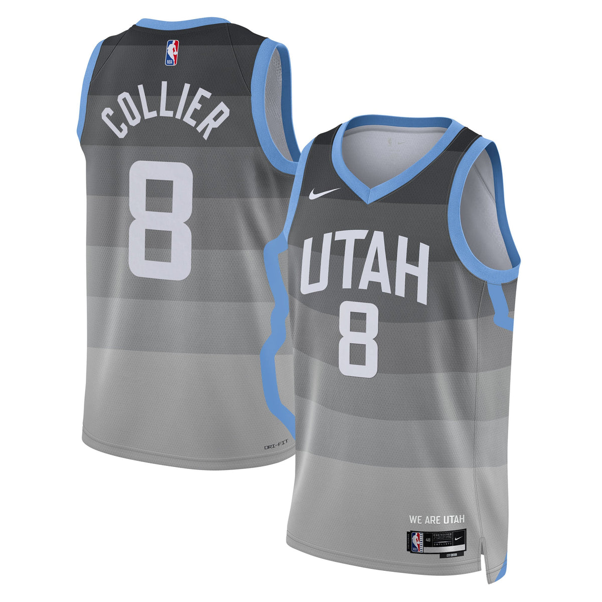 Utah Jazz Nike 2025/26 City Edition Swingman Jersey - Gray - Isaiah Collier - Unisex product image 2, provided for visual