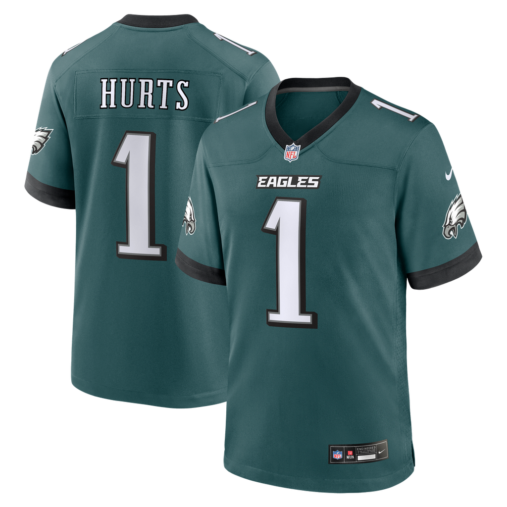 Philadelphia Eagles Jalen Hurts Nike Midnight Green Team Game Jersey product image 1, provided for visual reference and