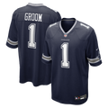 Dallas Cowboys Number 1 Groom Nike Navy Game Jersey product image 1, provided for visual reference and product detail review