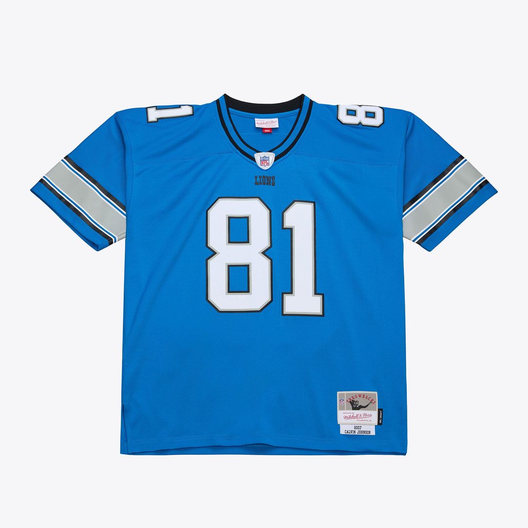 Detroit Lions Calvin Johnson Mitchell & Ness Blue 2007 Legacy Replica Jersey product image 1, provided for visual reference