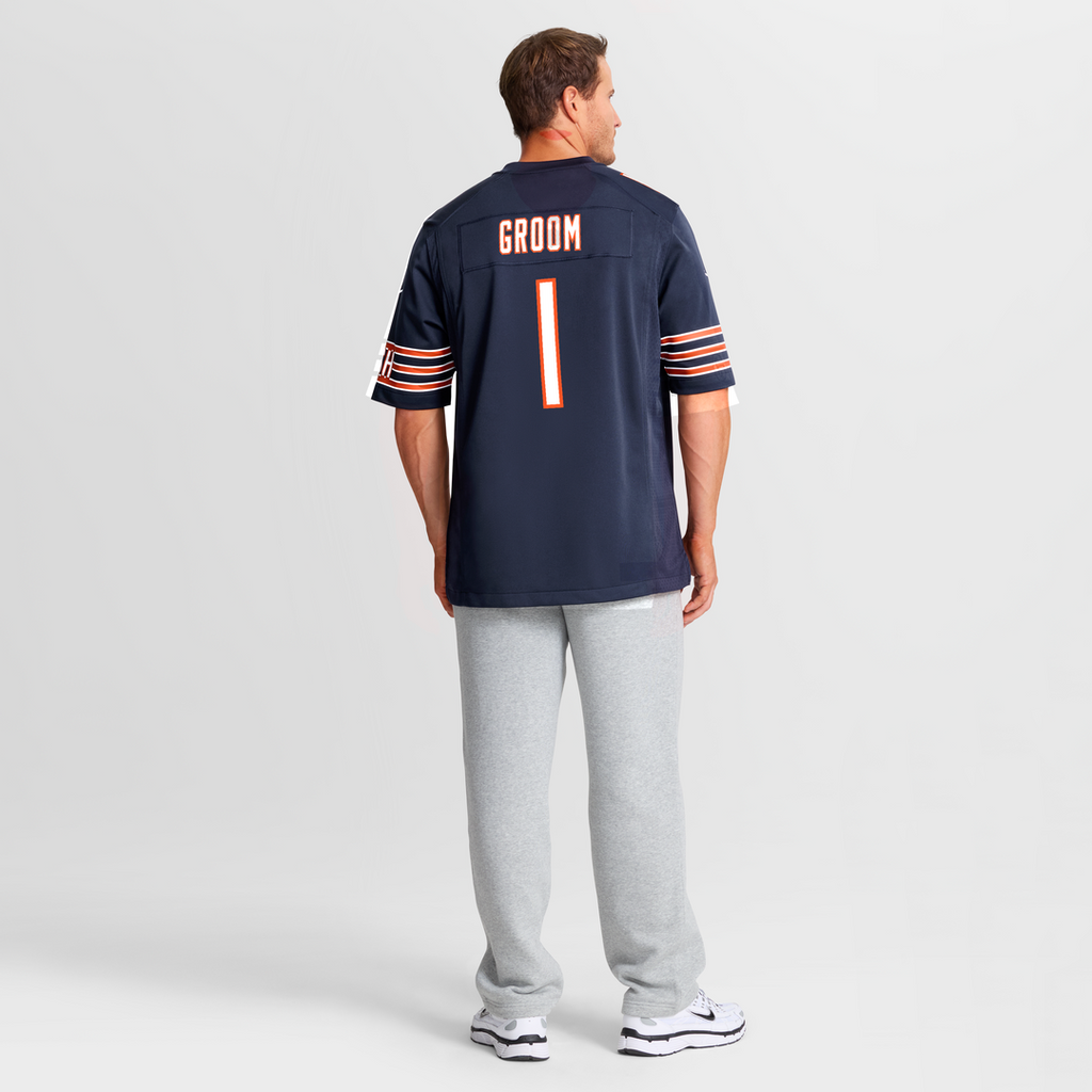 Chicago Bears Number 1 Groom Nike Navy Game Jersey product image 8, provided for visual reference and product detail review