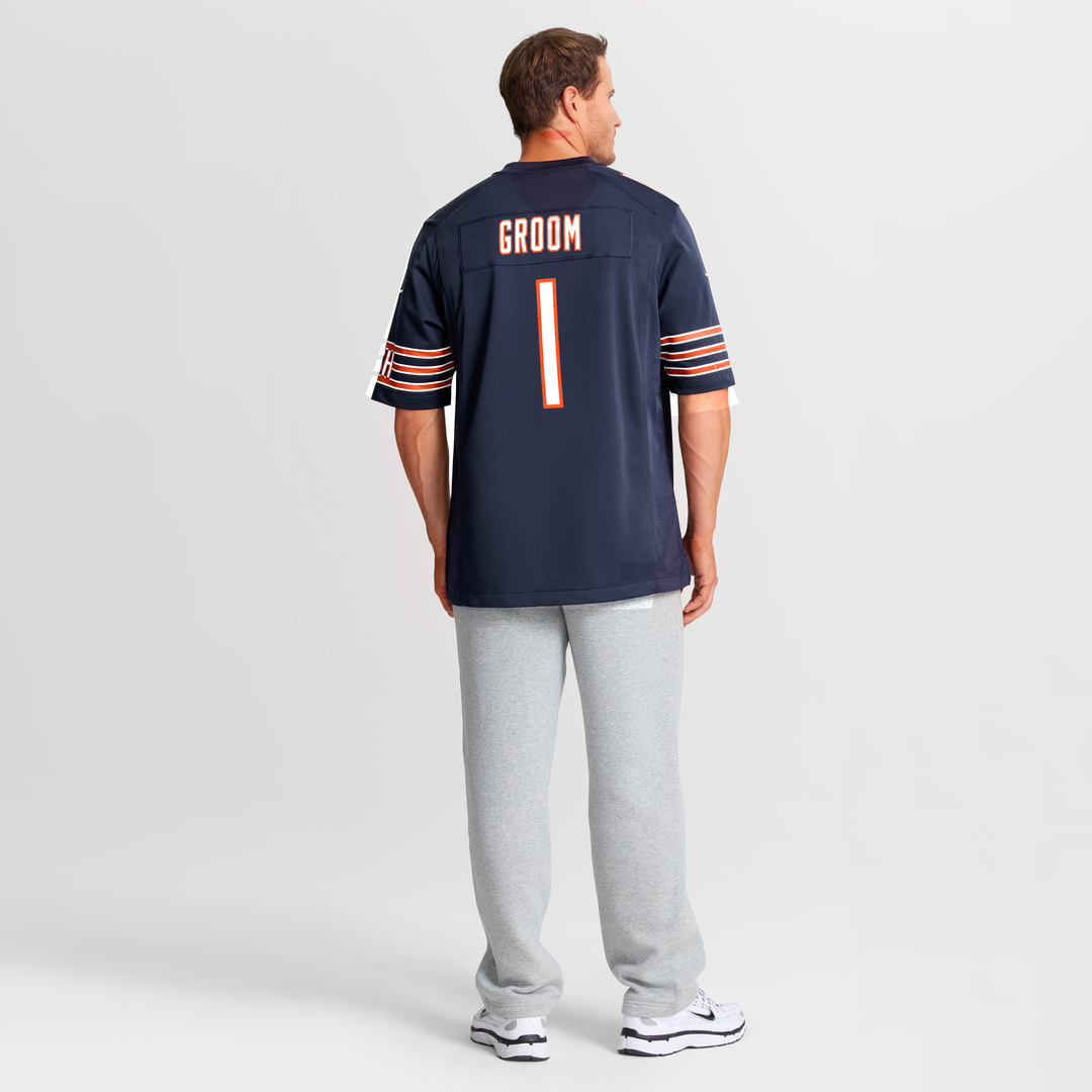 Chicago Bears Number 1 Groom Nike Navy Game Jersey product image 8, provided for visual reference and product detail review