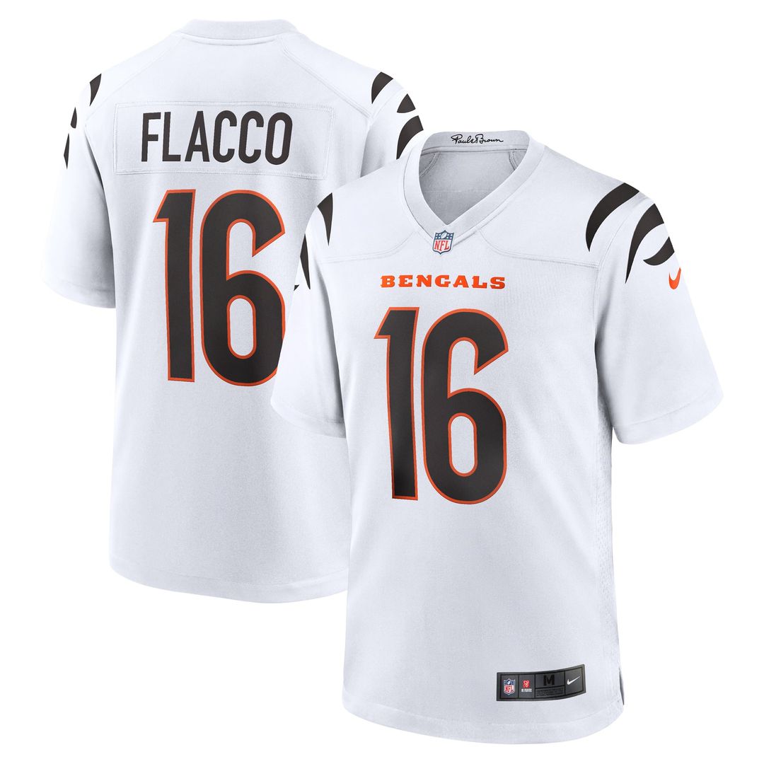 Cincinnati Bengals Joe Flacco Nike White Game Jersey product image 1, provided for visual reference and product detail review