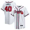 Atlanta Braves Reynaldo Lopez Nike White Home Replica Jersey product image 1, provided for visual reference and product