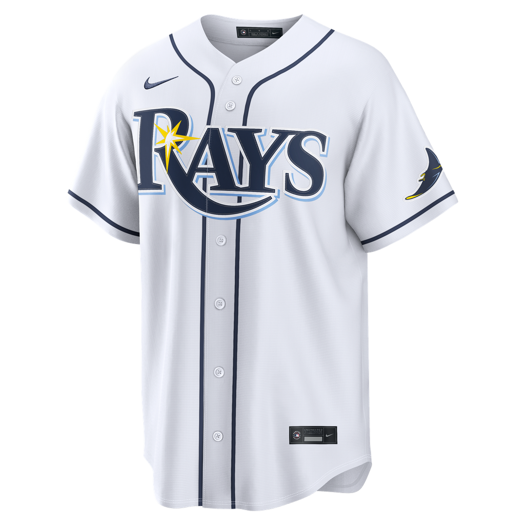 Tampa Bay Rays Nike White Home Stadium Custom Jersey product image 2, provided for visual reference and product detail review