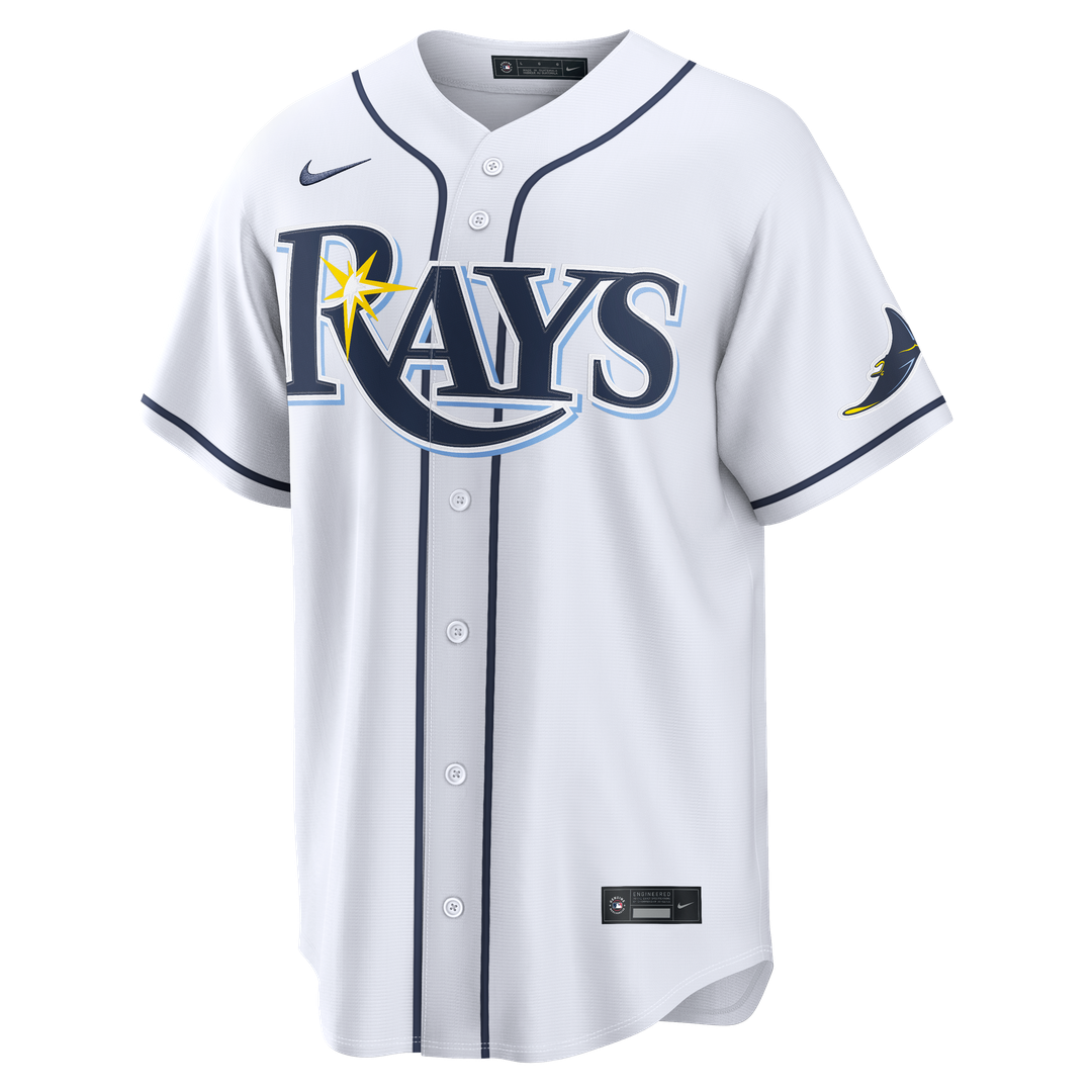 Tampa Bay Rays Nike White Home Stadium Custom Jersey product image 2, provided for visual reference and product detail review