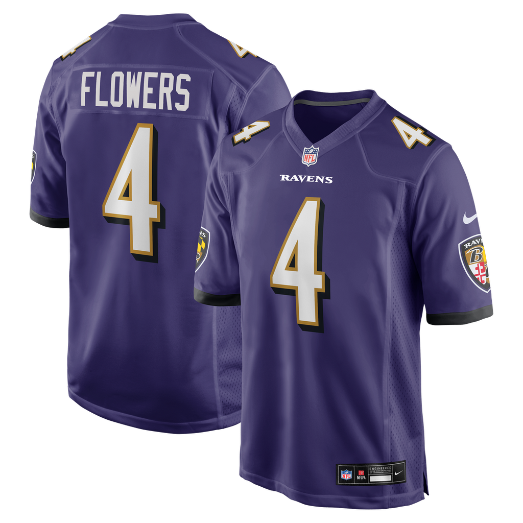 Baltimore Ravens Zay Flowers Nike Purple Game Jersey product image 1, provided for visual reference and product detail review