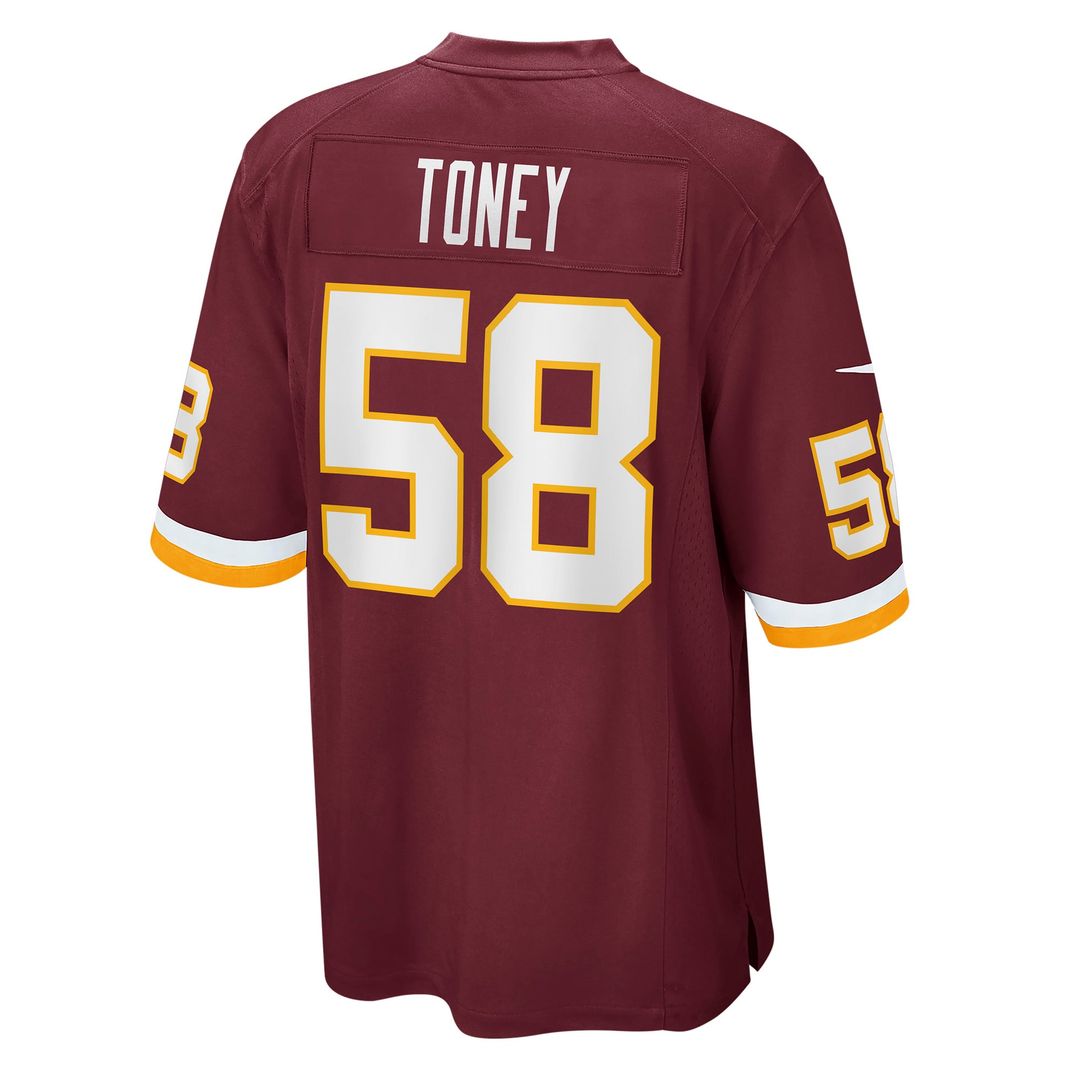 Washington Football Team Shaka Toney Nike Burgundy Game Jersey product image 3, provided for visual reference and product