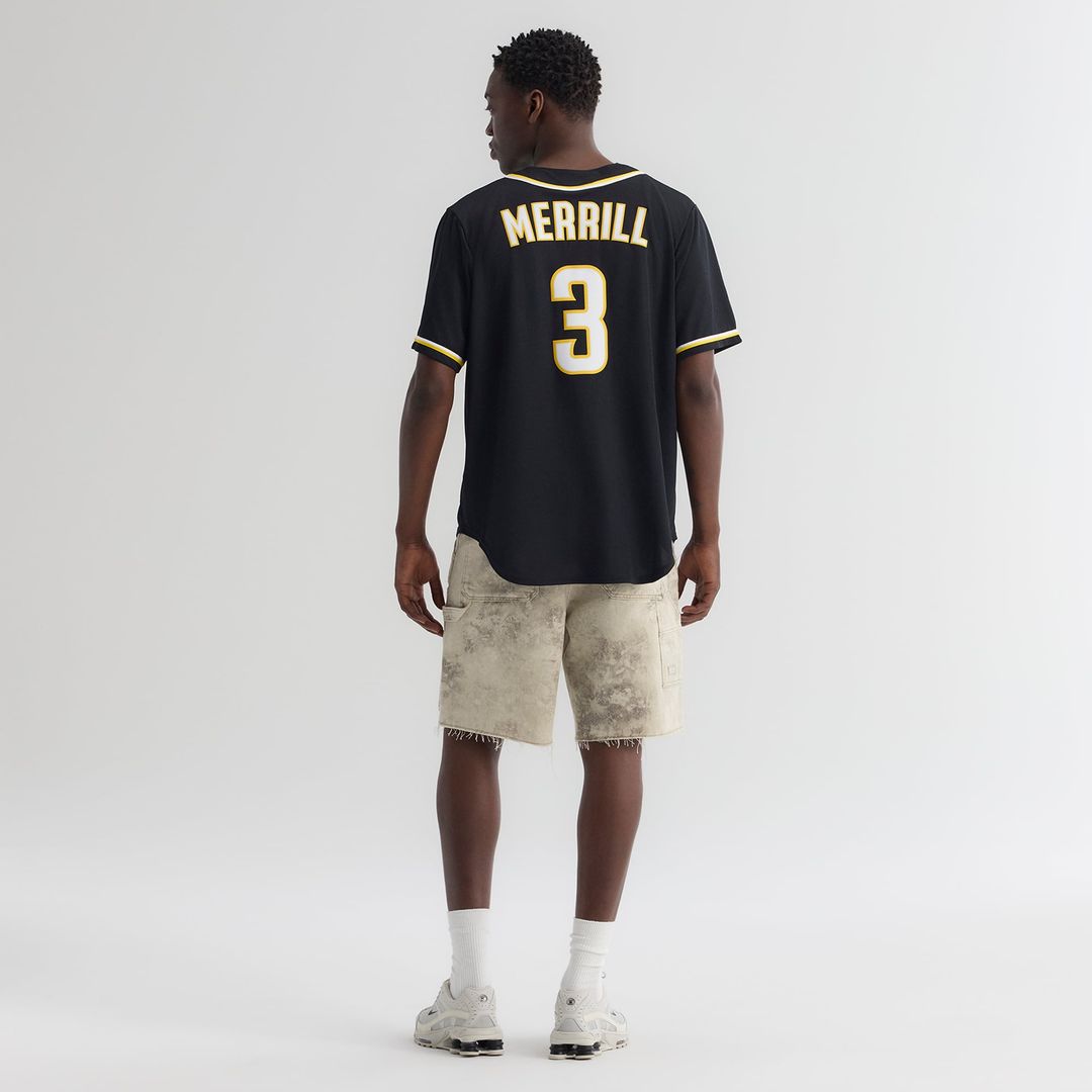 San Diego Padres Jackson Merrill Nike Fashion Replica Black Out Jersey product image 5, provided for visual reference and