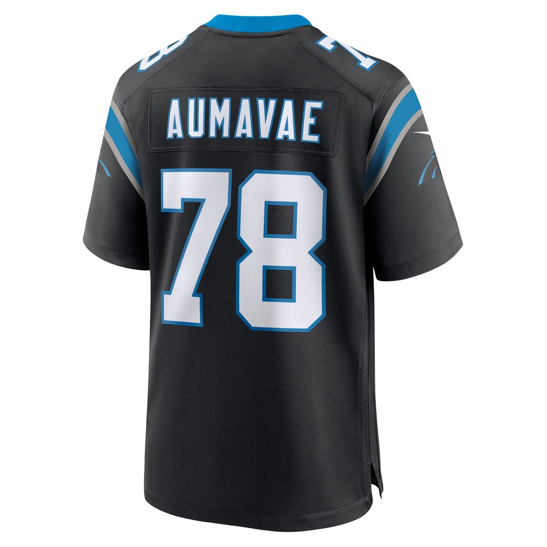 Carolina Panthers Popo Aumavae Nike Black Team Game Jersey product image 3, provided for visual reference and product detail