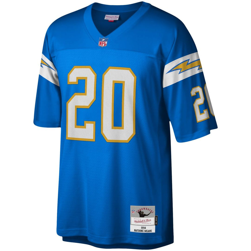 Los Angeles Chargers Natrone Means Mitchell & Ness Powder Blue Legacy Replica Jersey product image 2, provided for visual