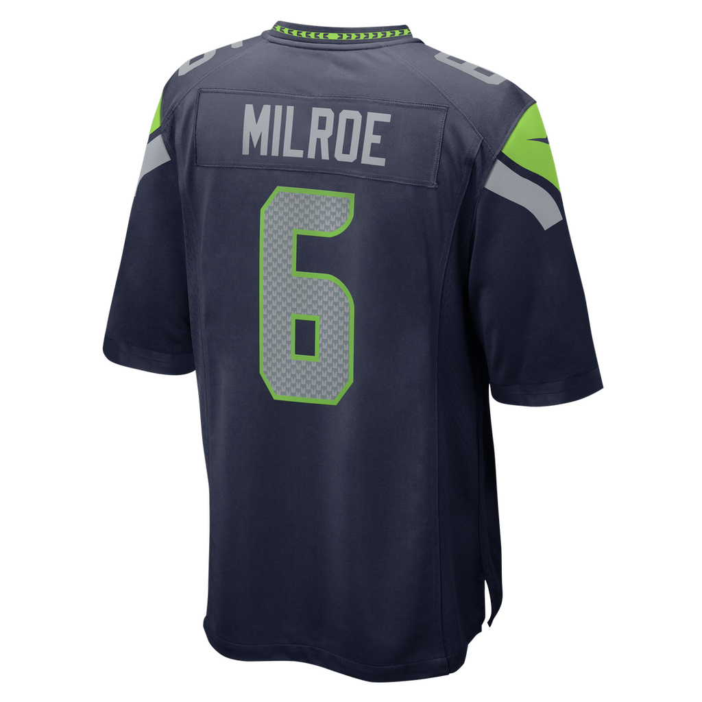 Seattle Seahawks Jalen Milroe Nike College Navy Team Game Jersey product image 3, provided for visual reference and product