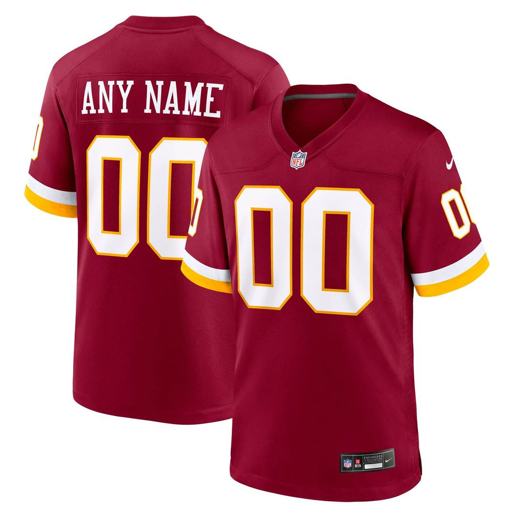Washington Commanders Nike Burgundy Custom Game Jersey product image 1, provided for visual reference and product detail