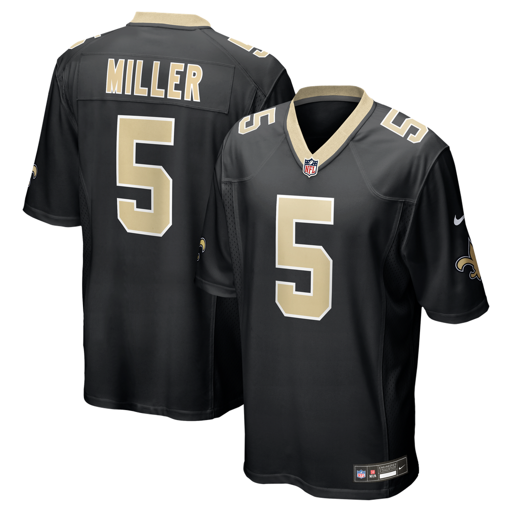New Orleans Saints Kendre Miller Nike Black Team Game Jersey product image 1, provided for visual reference and product
