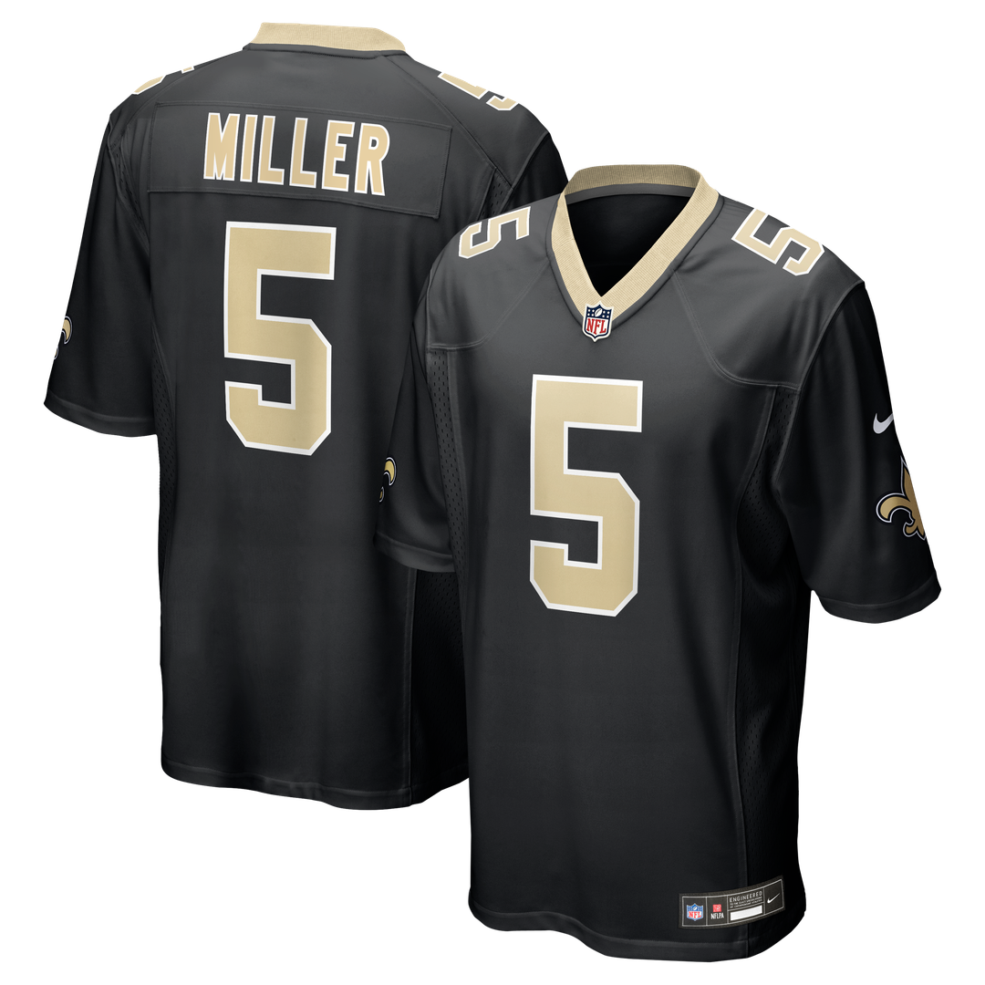 New Orleans Saints Kendre Miller Nike Black Team Game Jersey product image 1, provided for visual reference and product