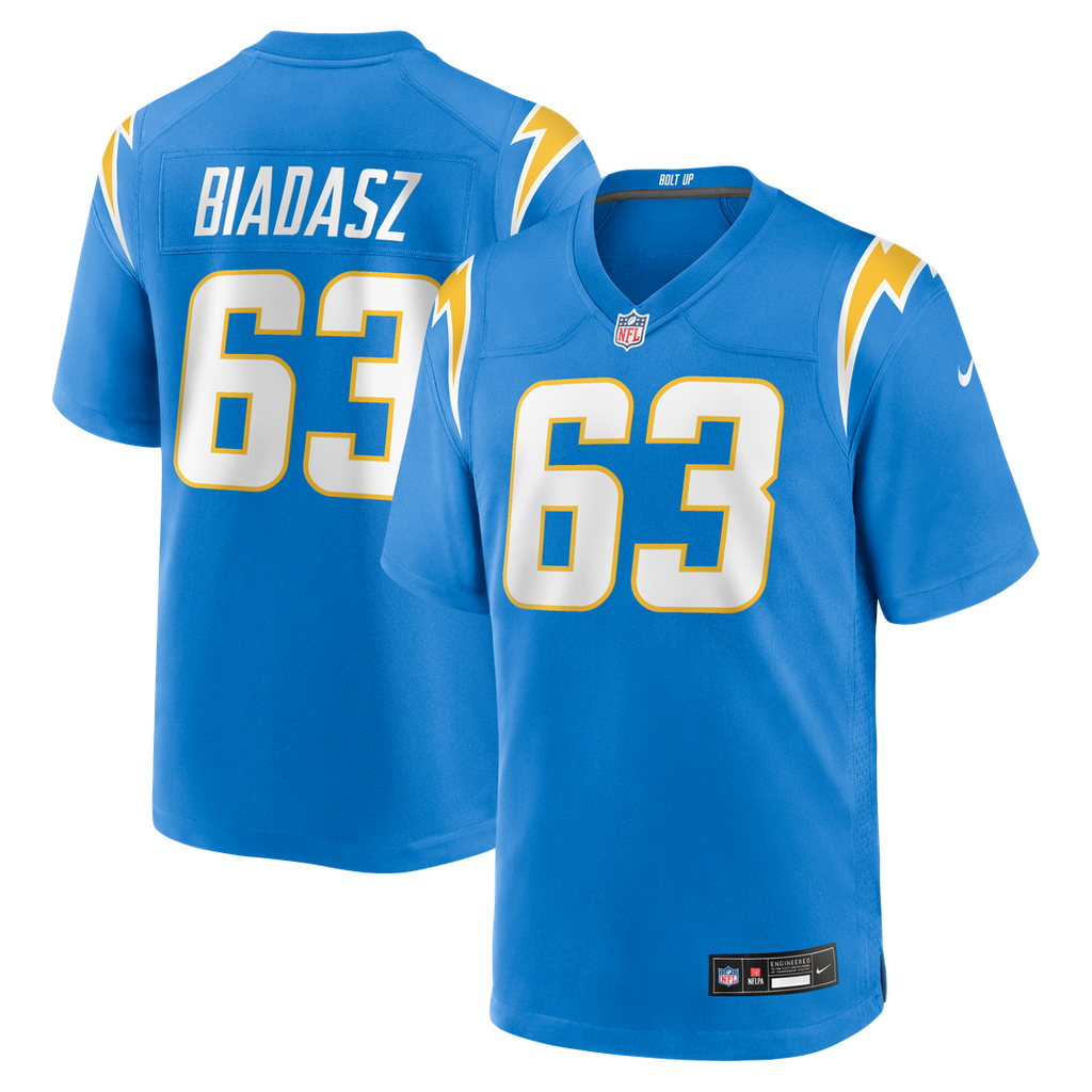 Los Angeles Chargers Tyler Biadasz Nike Powder Blue Team Game Jersey product image 1, provided for visual reference and