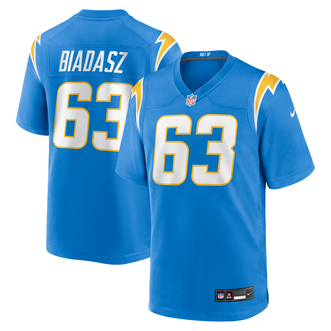 Los Angeles Chargers Tyler Biadasz Nike Powder Blue Team Game Jersey product image 1, provided for visual reference and
