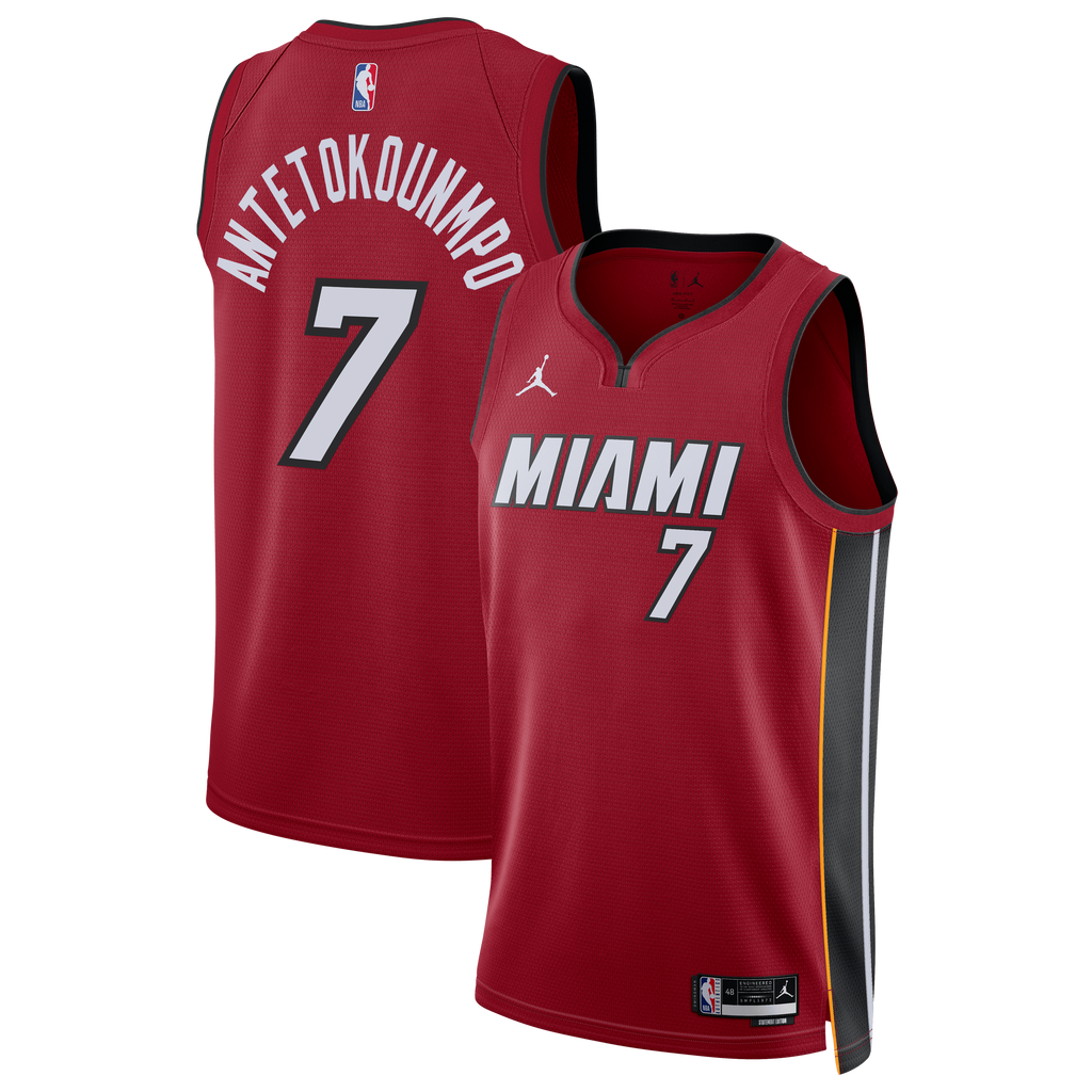 Miami Heat Jordan Brand Statement Edition Swingman Jersey - Red - Giannis Antetokounmpo - Unisex product image 2, provided