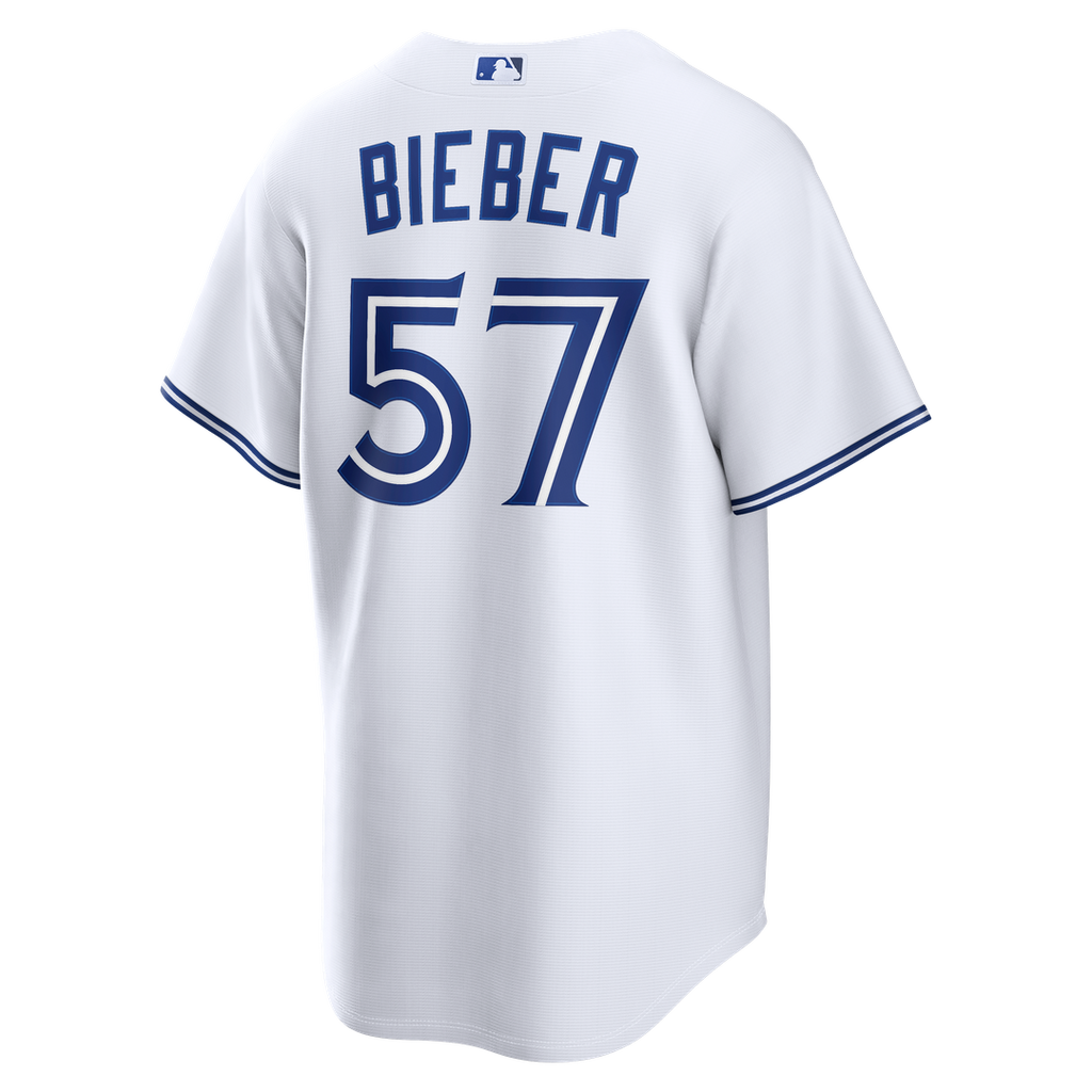 Toronto Blue Jays Shane Bieber Nike White Home Replica Jersey product image 3, provided for visual reference and product