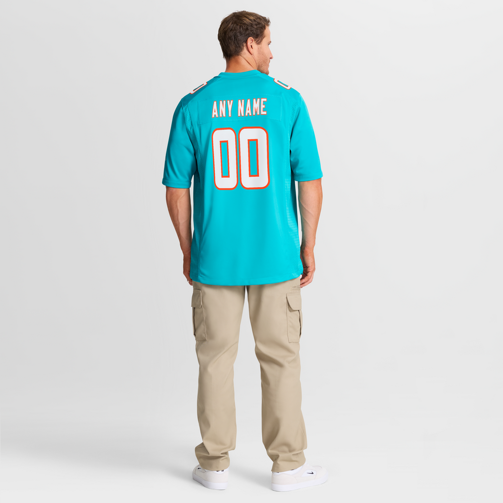 Miami Dolphins Nike Aqua Custom Game Jersey product image 8, provided for visual reference and product detail review