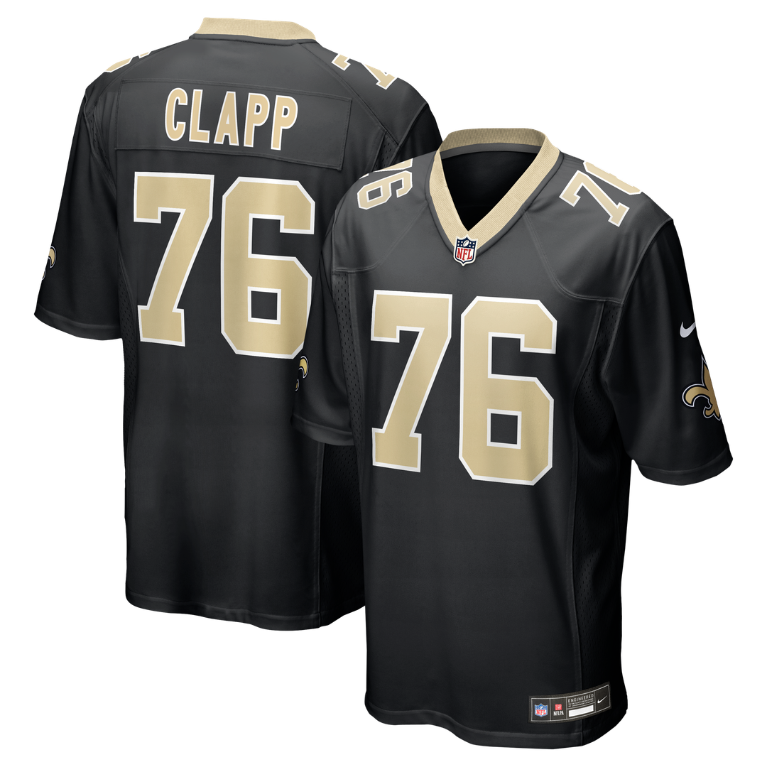New Orleans Saints Will Clapp Nike Black Team Game Jersey product image 1, provided for visual reference and product detail