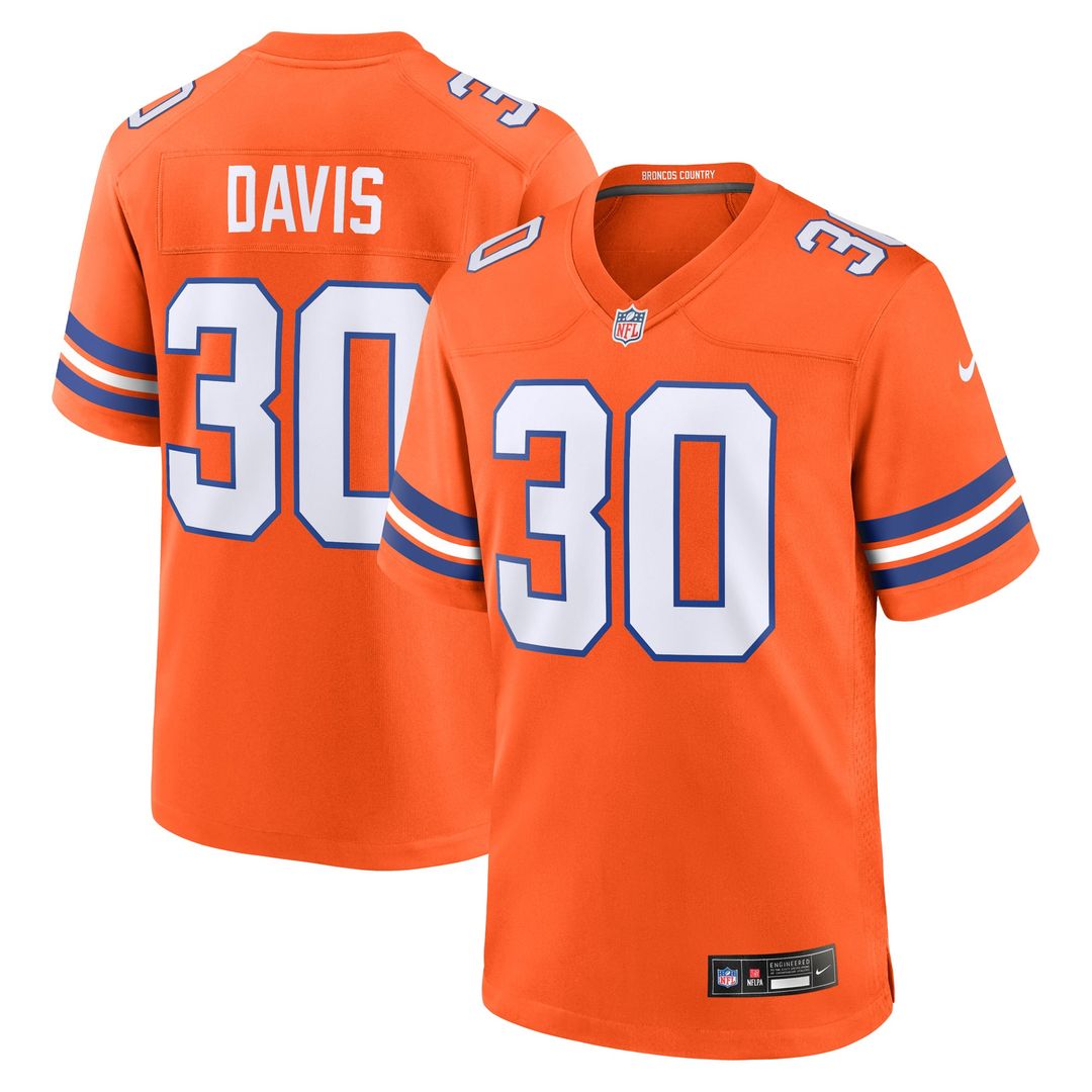 Denver Broncos Terrell Davis Nike Orange Retired Player Alternate Game Jersey product image 1, provided for visual reference