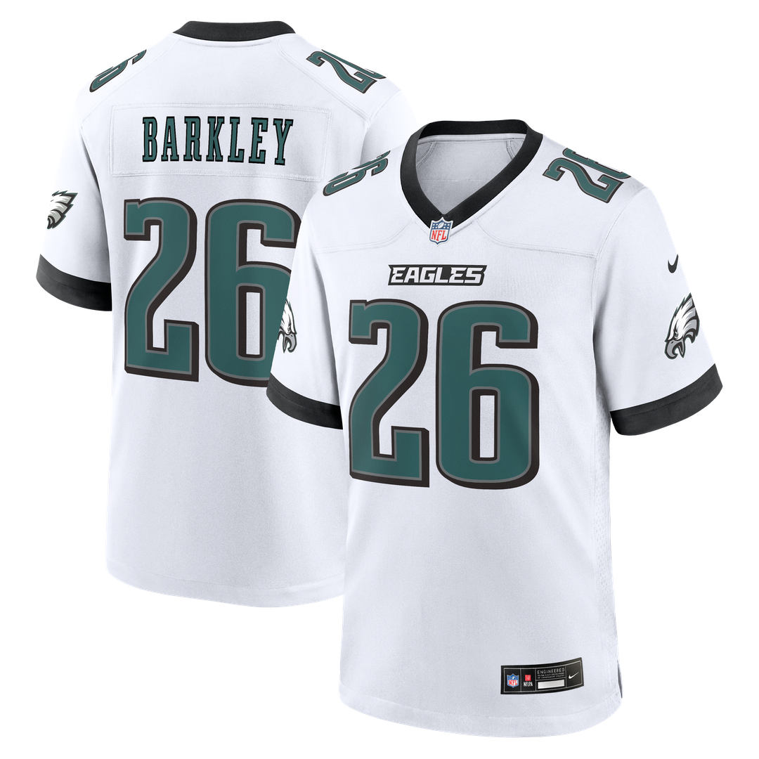 Philadelphia Eagles Saquon Barkley Nike White Game Jersey product image 1, provided for visual reference and product detail