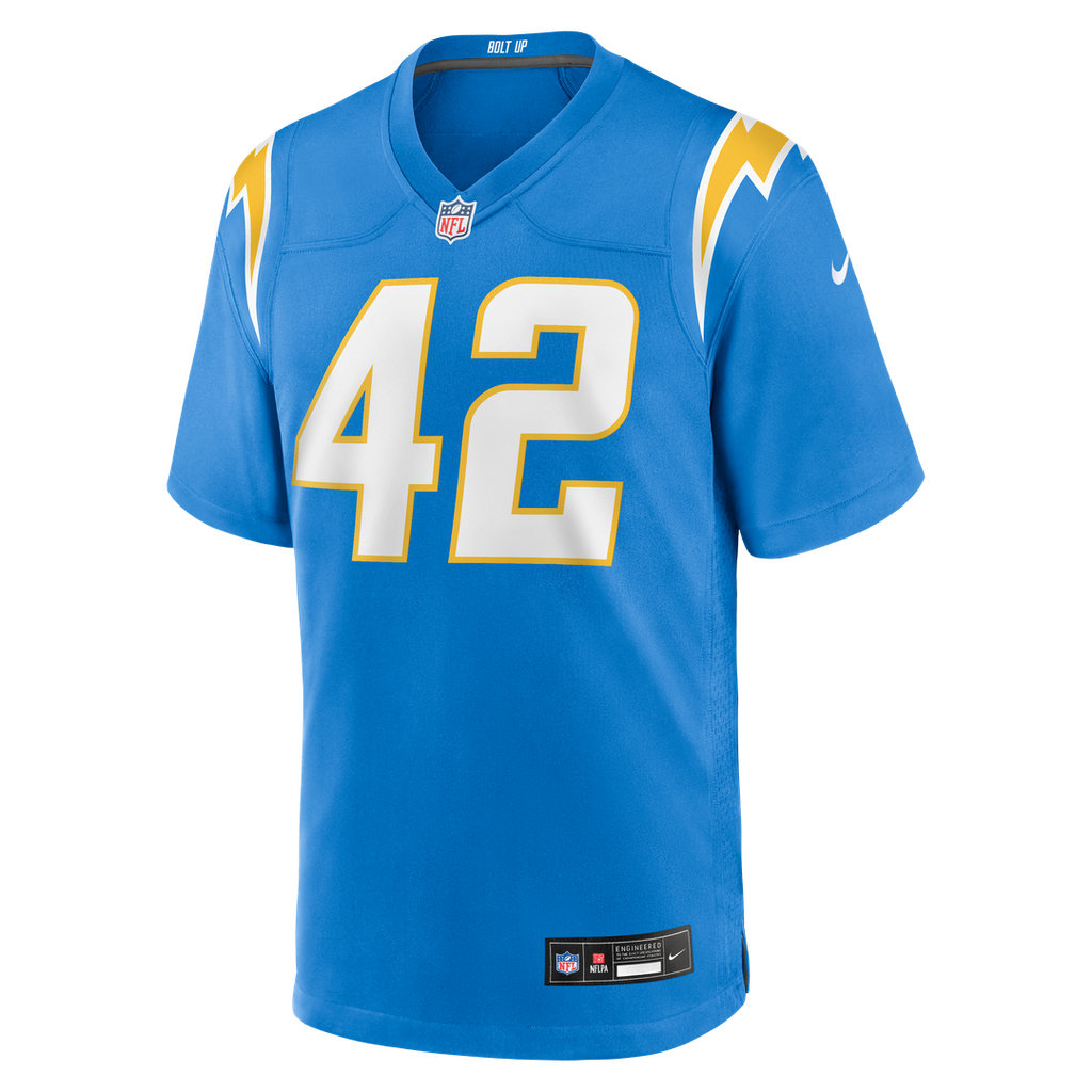 Los Angeles Chargers Tucker Fisk Nike Powder Blue Team Game Jersey product image 2, provided for visual reference and