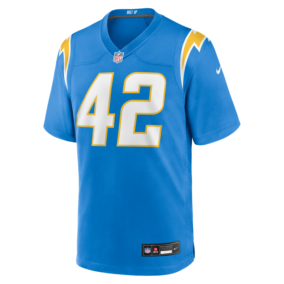 Los Angeles Chargers Tucker Fisk Nike Powder Blue Team Game Jersey product image 2, provided for visual reference and