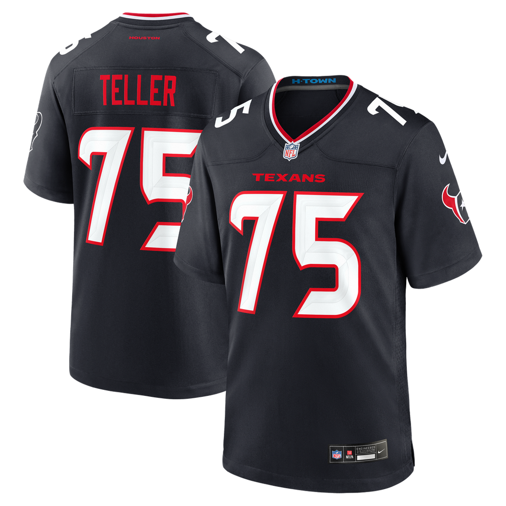 Houston Texans Wyatt Teller Nike Navy Team Game Jersey product image 1, provided for visual reference and product detail