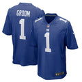 New York Giants Number 1 Groom Nike Royal Game Jersey product image 1, provided for visual reference and product detail