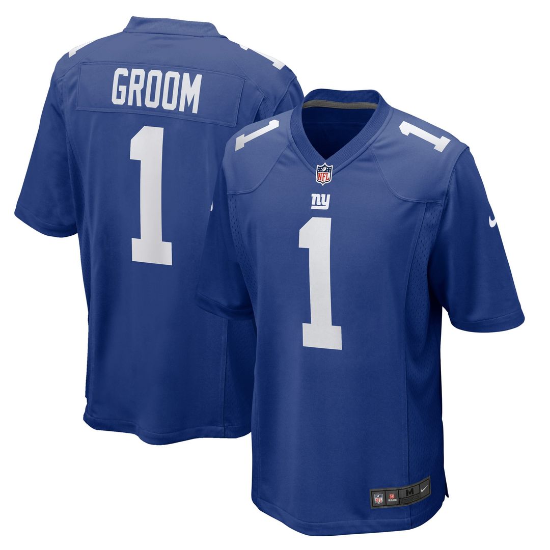 New York Giants Number 1 Groom Nike Royal Game Jersey product image 1, provided for visual reference and product detail