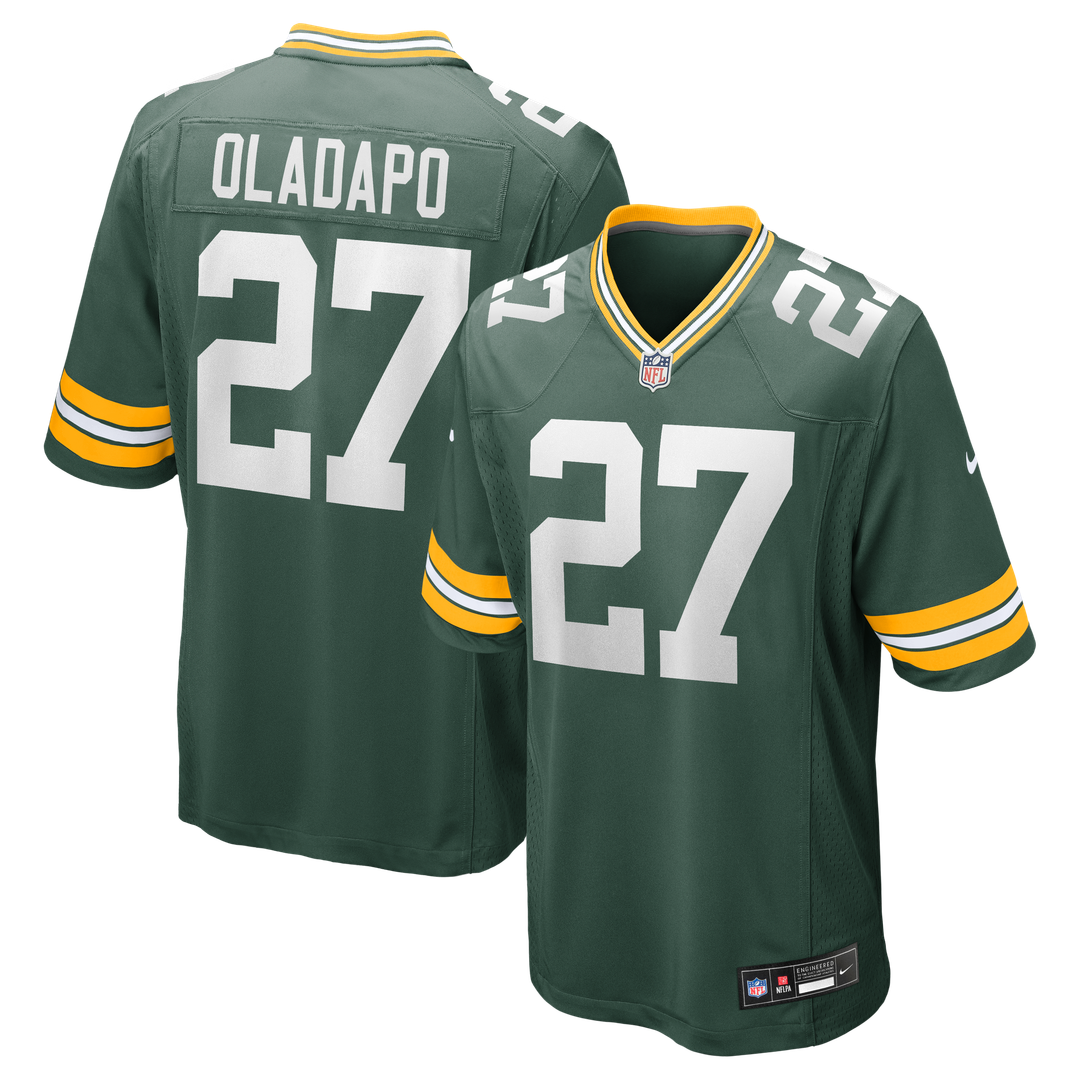 Green Bay Packers Kitan Oladapo Nike Green Game Jersey product image 1, provided for visual reference and product detail