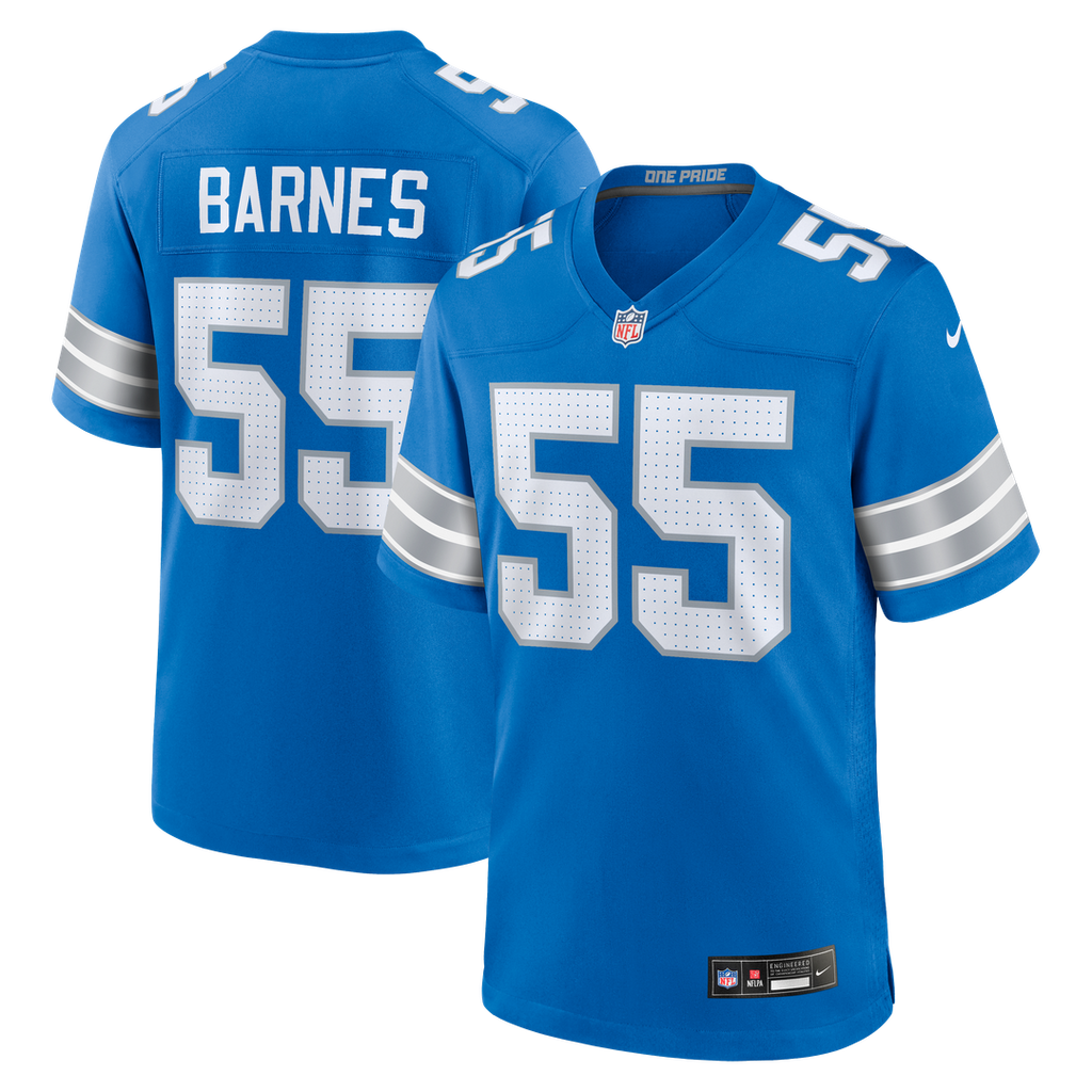 Detroit Lions Derrick Barnes Nike Blue Team Game Jersey product image 1, provided for visual reference and product detail