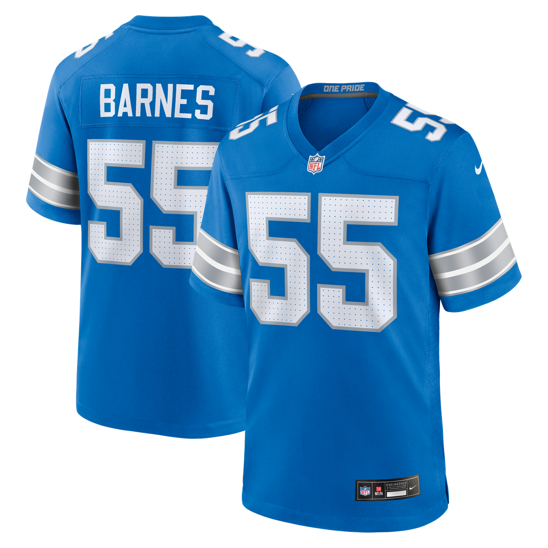 Detroit Lions Derrick Barnes Nike Blue Team Game Jersey product image 1, provided for visual reference and product detail