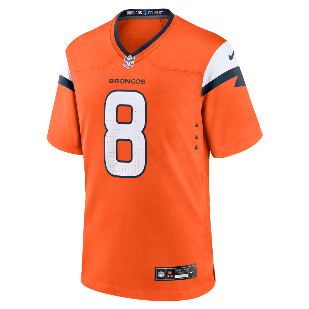Denver Broncos Jarrett Stidham Nike Orange Team Game Jersey product image 2, provided for visual reference and product