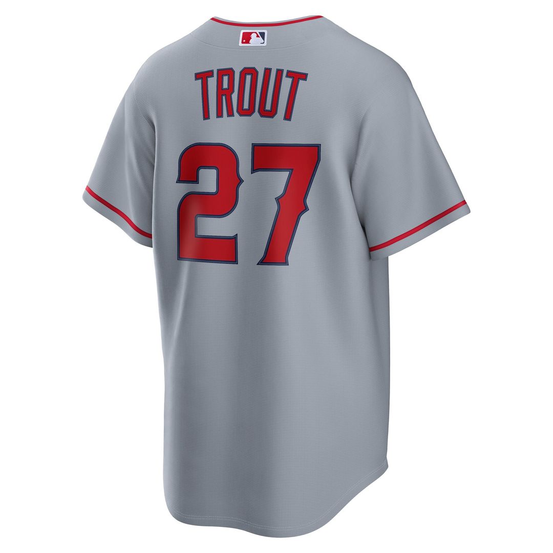 Los Angeles Angels Mike Trout Nike Gray Road Replica Jersey product image 3, provided for visual reference and product