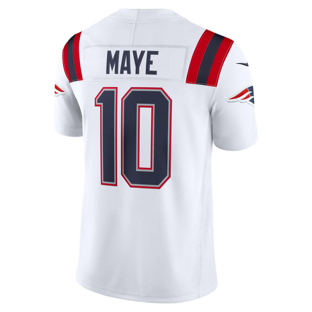 New England Patriots Drake Maye Nike White Vapor F.U.S.E. Stitched Limited Jersey product image 6, provided for visual