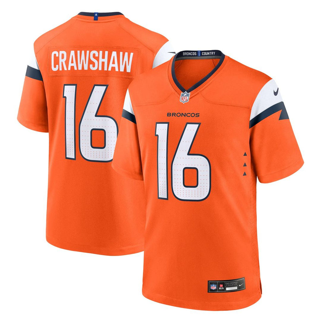 Denver Broncos Jeremy Crawshaw Nike Orange Team Game Jersey product image 1, provided for visual reference and product