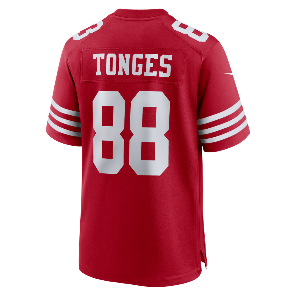 San Francisco 49ers Jake Tonges Nike Scarlet Team Game Jersey product image 3, provided for visual reference and product