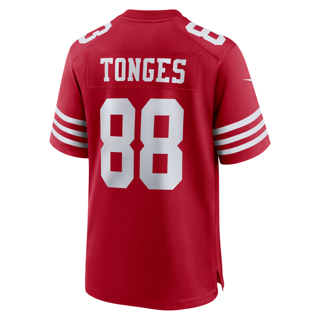 San Francisco 49ers Jake Tonges Nike Scarlet Team Game Jersey product image 3, provided for visual reference and product